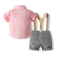 Load image into Gallery viewer, 2 Pieces Set Baby Kid Boys Bow Shirts And Checked Rompers Wholesale 230308376

