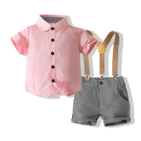 Load image into Gallery viewer, 2 Pieces Set Baby Kid Boys Bow Shirts And Checked Rompers Wholesale 230308376
