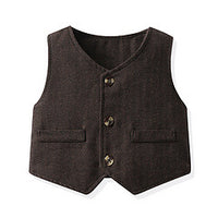 Load image into Gallery viewer, 3 Pieces Set Baby Kid Boys Dressy Solid Color Checked Vests Waistcoats And Bow Shirts And Suits Jumpsuits Wholesale 230308385
