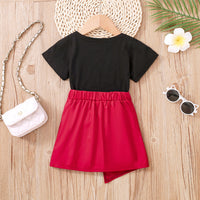 Load image into Gallery viewer, 2 Pieces Set Baby Kid Girls Love heart Embroidered T-Shirts And Solid Color Skirts Wholesale 230308394
