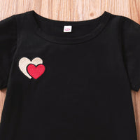 Load image into Gallery viewer, 2 Pieces Set Baby Kid Girls Love heart Embroidered T-Shirts And Solid Color Skirts Wholesale 230308394
