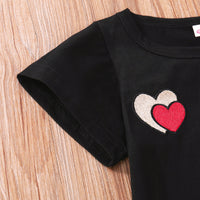 Load image into Gallery viewer, 2 Pieces Set Baby Kid Girls Love heart Embroidered T-Shirts And Solid Color Skirts Wholesale 230308394
