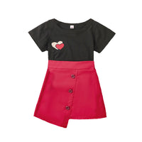 Load image into Gallery viewer, 2 Pieces Set Baby Kid Girls Love heart Embroidered T-Shirts And Solid Color Skirts Wholesale 230308394
