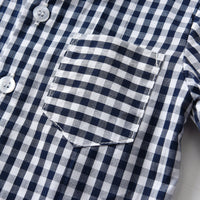 Load image into Gallery viewer, 2 Pieces Set Baby Kid Boys Checked Bow Shirts And Solid Color Suits Rompers Wholesale 230308397
