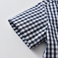 Load image into Gallery viewer, 2 Pieces Set Baby Kid Boys Checked Bow Shirts And Solid Color Suits Rompers Wholesale 230308397
