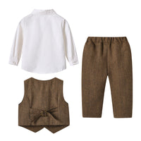 Load image into Gallery viewer, 3 Pieces Set Baby Kid Boys Dressy Bow Shirts Solid Color Vests Waistcoats And Pants Wholesale 230308400
