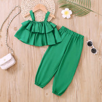 Load image into Gallery viewer, 2 Pieces Set Baby Kid Girls Solid Color Tank Tops And Pants Wholesale 230308406
