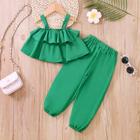 Load image into Gallery viewer, 2 Pieces Set Baby Kid Girls Solid Color Tank Tops And Pants Wholesale 230308406
