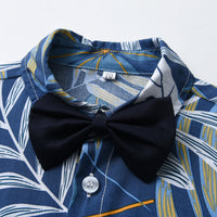 Load image into Gallery viewer, 2 Pieces Set Baby Kid Boys Flower Bow Print Shirts And Solid Color Shorts Wholesale 230308409
