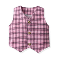 Load image into Gallery viewer, 3 Pieces Set Baby Kid Boys Birthday Solid Color Bow Shirts And Checked Vests Waistcoats And Shorts Wholesale 230308410
