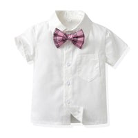 Load image into Gallery viewer, 3 Pieces Set Baby Kid Boys Birthday Solid Color Bow Shirts And Checked Vests Waistcoats And Shorts Wholesale 230308410
