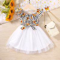 Load image into Gallery viewer, Baby Kid Girls Color-blocking Flower Checked Print Dresses Wholesale 230308414
