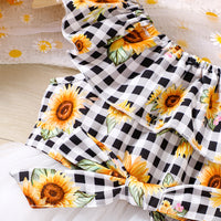 Load image into Gallery viewer, Baby Kid Girls Color-blocking Flower Checked Print Dresses Wholesale 230308414

