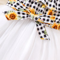 Load image into Gallery viewer, Baby Kid Girls Color-blocking Flower Checked Print Dresses Wholesale 230308414
