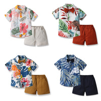 Load image into Gallery viewer, 2 Pieces Set Baby Kid Boys Bow Print Shirts And Solid Color Shorts Wholesale 230308418

