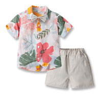 Load image into Gallery viewer, 2 Pieces Set Baby Kid Boys Bow Print Shirts And Solid Color Shorts Wholesale 230308418
