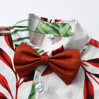 Load image into Gallery viewer, 2 Pieces Set Baby Kid Boys Bow Print Shirts And Solid Color Shorts Wholesale 230308418
