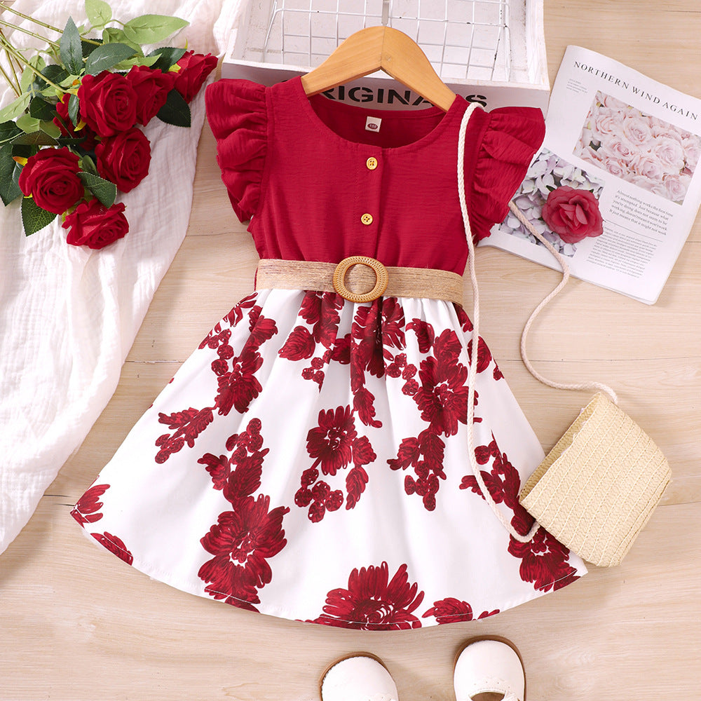 Baby Kid Girls Flower Print Dresses Wholesale 230308440