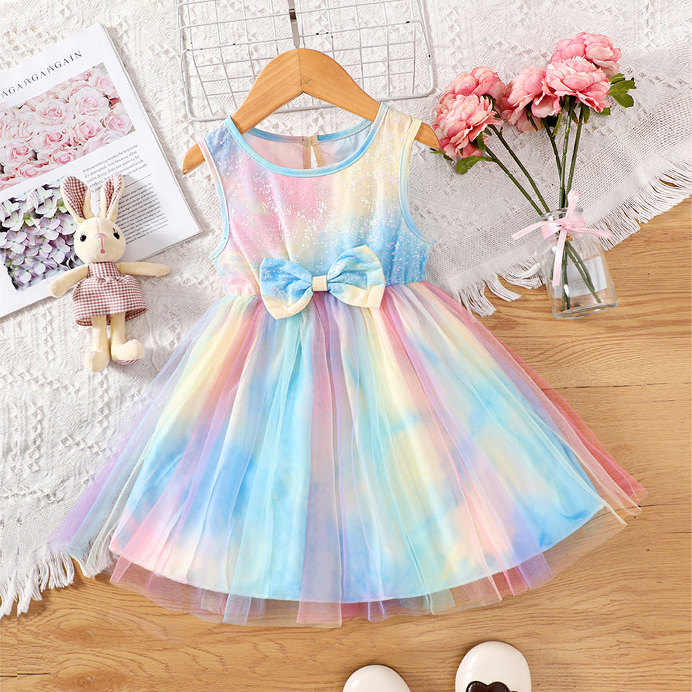 Baby Kid Girls Tie Dye Bow Dresses Wholesale 230308445