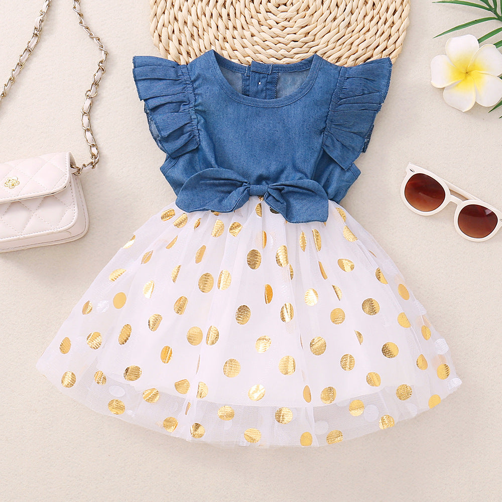 Baby Kid Girls Polka dots Bow Dresses Wholesale 230308486