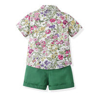Load image into Gallery viewer, 3 Pieces Set Baby Kid Boys Solid Color Print T-Shirts Shorts And Flower Jackets Outwears Wholesale 230308491
