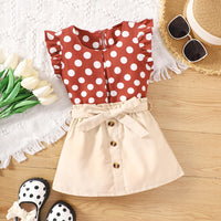 Load image into Gallery viewer, 2 Pieces Set Baby Kid Girls Polka dots Tops And Solid Color Skirts Wholesale 230308512

