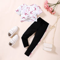 Load image into Gallery viewer, 2 Pieces Set Baby Kid Girls Butterfly Tops And Solid Color Pants Wholesale 230308532
