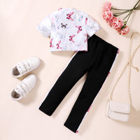 Load image into Gallery viewer, 2 Pieces Set Baby Kid Girls Butterfly Tops And Solid Color Pants Wholesale 230308532
