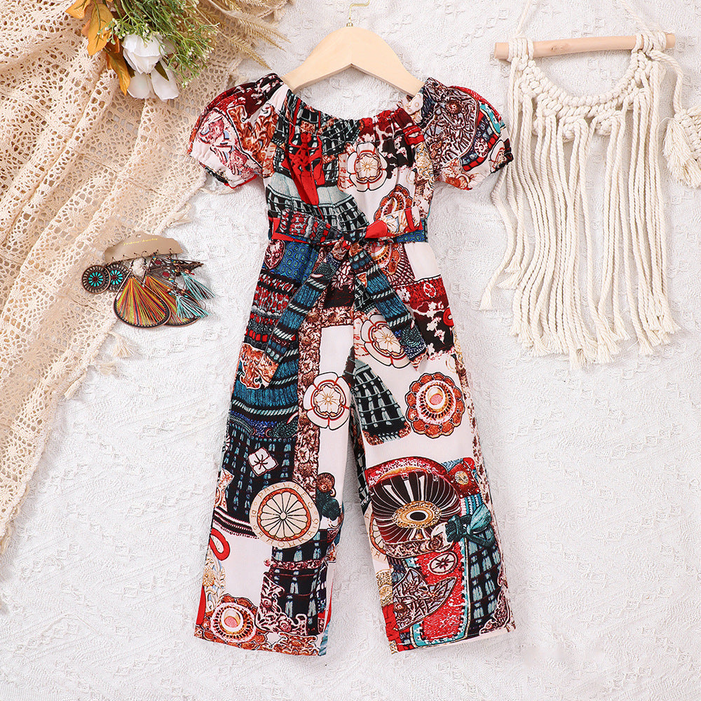 Baby Kid Girls Flower Print Jumpsuits Wholesale 230308540