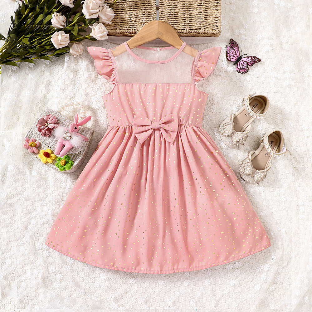 Baby Kid Girls Polka dots Bow Print Dresses Wholesale 230308543