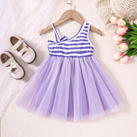 Load image into Gallery viewer, Baby Kid Girls Striped Color-blocking Lace Dresses Wholesale 230308550
