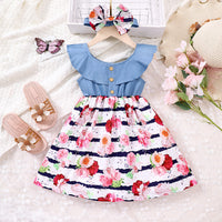 Load image into Gallery viewer, Baby Kid Girls Color-blocking Flower Dresses Wholesale 230308555
