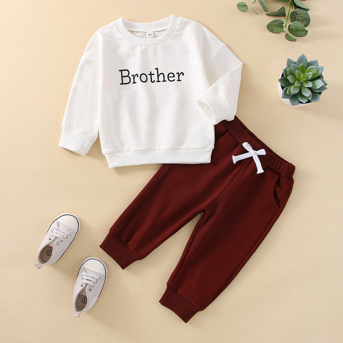 2 Pieces Set Baby Kid Boys Letters Tops And Solid Color Pants Wholesale 230308579