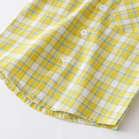 Load image into Gallery viewer, 2 Pieces Set Baby Kid Boys Dressy Checked Bow Shirts And Solid Color Shorts Wholesale 230308587
