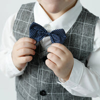Load image into Gallery viewer, 3 Pieces Set Baby Kid Boys Dressy Checked Vests Waistcoats And Solid Color Bow Shirts And Pants Suits Wholesale 230308592
