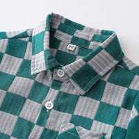 Load image into Gallery viewer, 2 Pieces Set Baby Kid Boys Dressy Checked Bow Shirts And Solid Color Shorts Suits Wholesale 230308596
