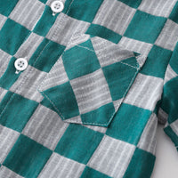Load image into Gallery viewer, 2 Pieces Set Baby Kid Boys Dressy Checked Bow Shirts And Solid Color Shorts Suits Wholesale 230308596
