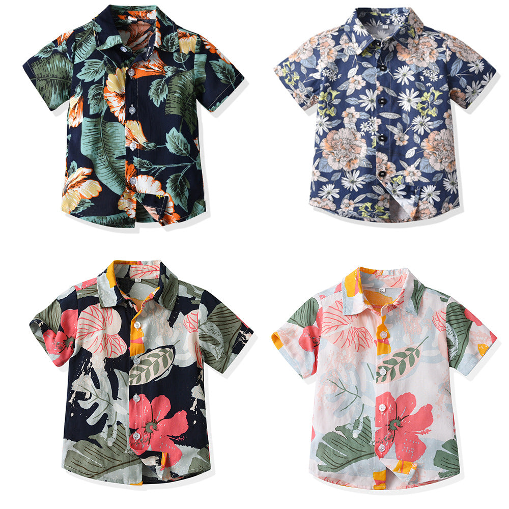 Family Outfits Daddy And Me Baby Kid Flower Tropical Print Shirts Wholesale 230308598