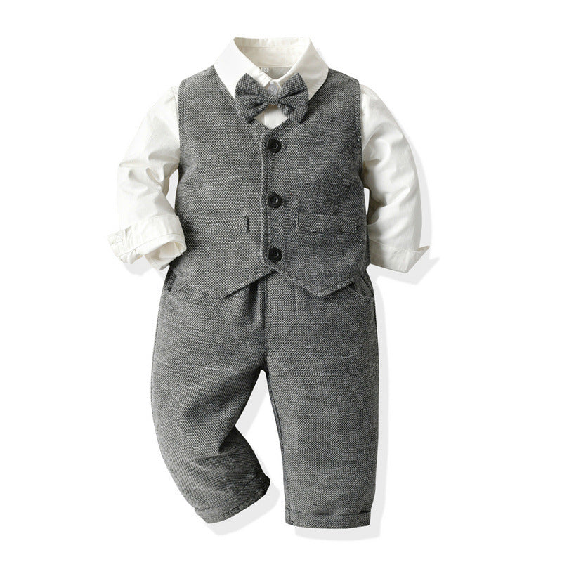 3 Pieces Set Baby Kid Boys Birthday Party Solid Color Bow Shirts And Vests Waistcoats And Pants Wholesale 230308602
