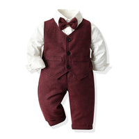Load image into Gallery viewer, 3 Pieces Set Baby Kid Boys Birthday Party Solid Color Bow Shirts And Vests Waistcoats And Pants Wholesale 230308602
