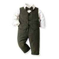 Load image into Gallery viewer, 3 Pieces Set Baby Kid Boys Birthday Party Solid Color Bow Shirts And Vests Waistcoats And Pants Wholesale 230308602
