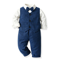 Load image into Gallery viewer, 3 Pieces Set Baby Kid Boys Birthday Party Solid Color Bow Shirts And Vests Waistcoats And Pants Wholesale 230308602
