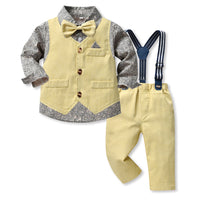 Load image into Gallery viewer, 3 Pieces Set Baby Kid Boys Birthday Party Flower Bow Print Shirts And Solid Color Vests Waistcoats And Pants Wholesale 230308611
