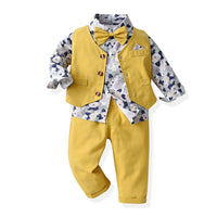 Load image into Gallery viewer, 3 Pieces Set Baby Kid Boys Birthday Party Flower Bow Print Shirts And Solid Color Vests Waistcoats And Pants Wholesale 230308611
