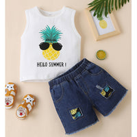 Load image into Gallery viewer, 2 Pieces Set Baby Kid Boys Letters Fruit Tank Tops And Shorts Wholesale 230308627
