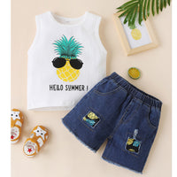 Load image into Gallery viewer, 2 Pieces Set Baby Kid Boys Letters Fruit Tank Tops And Shorts Wholesale 230308627
