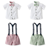Load image into Gallery viewer, 2 Pieces Set Baby Kid Boys Birthday Party Bow Shirts And Solid Color Rompers Wholesale 230308628
