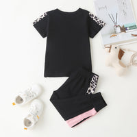 Load image into Gallery viewer, 2 Pieces Set Baby Kid Girls Color-blocking Leopard T-Shirts And Shorts Wholesale 230308635
