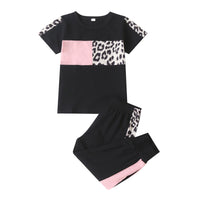Load image into Gallery viewer, 2 Pieces Set Baby Kid Girls Color-blocking Leopard T-Shirts And Shorts Wholesale 230308635
