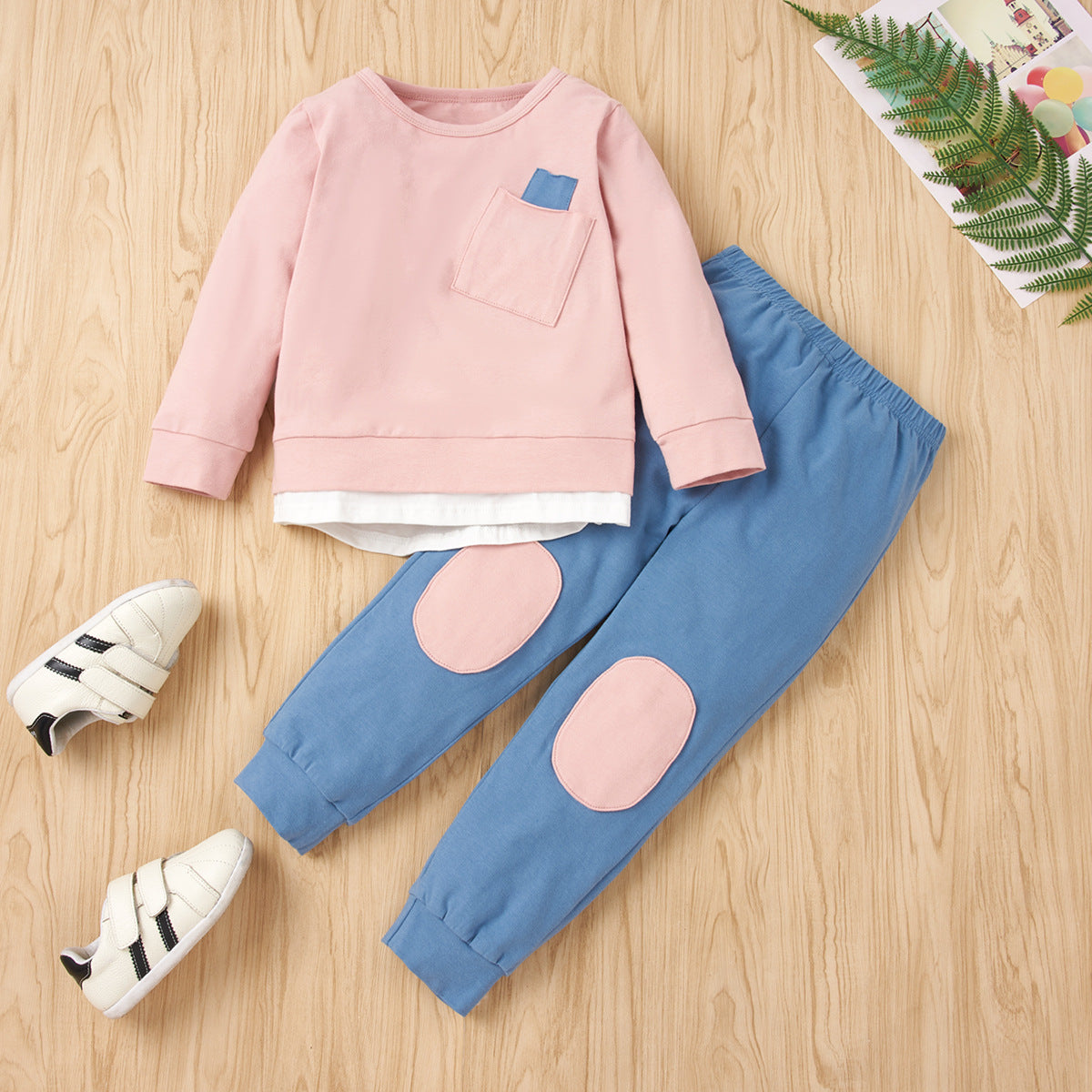 2 Pieces Set Baby Kid Girls Color-blocking Hoodies Sweatshirts And Pants Wholesale 230308637